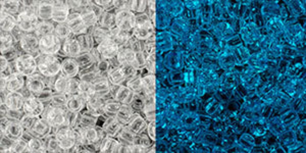 Toho 11/0 Round Japanese Seed Bead, #2701, Glow In The Dark Crystal/Glow Blue, 13 grams